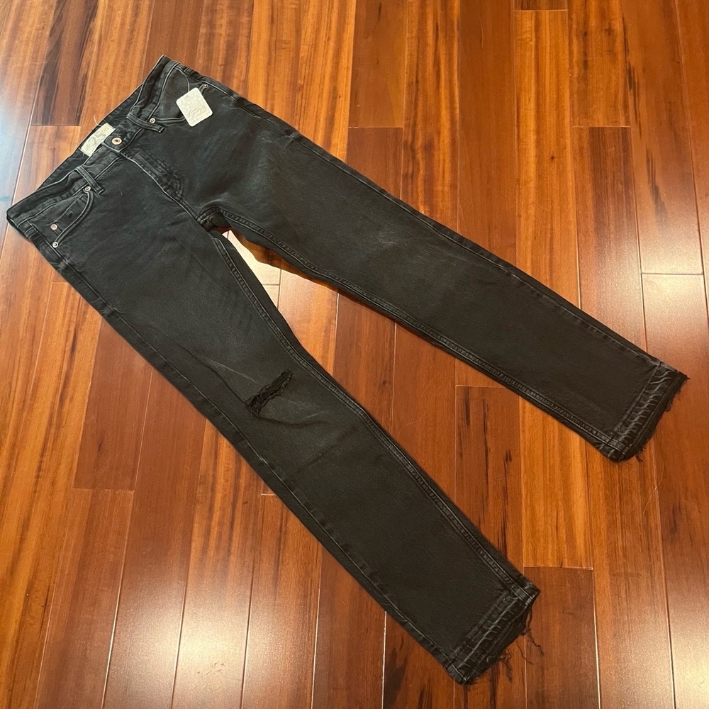 Free People Black Jeans We The Free Denim Distressed Faded‎ Rip Skinny New Sz 25